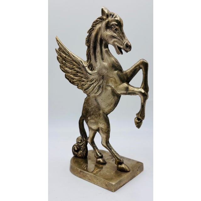 1980s Brass Pegasus Statue/ Solo Bookend For Sale - Image 4 of 4