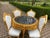 Wood 1970s Italian Baroque Gold Marble Leather Dining Set 5Pc For Sale - Image 7 of 18