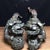 This impressive pair of large bronze guardian lion incense burners makes a commanding statement. Each lion is finely cast...