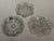 These three plates are extensively hand cut 50% lead crystal. The intense faceting of the crystal excused jewel-like...