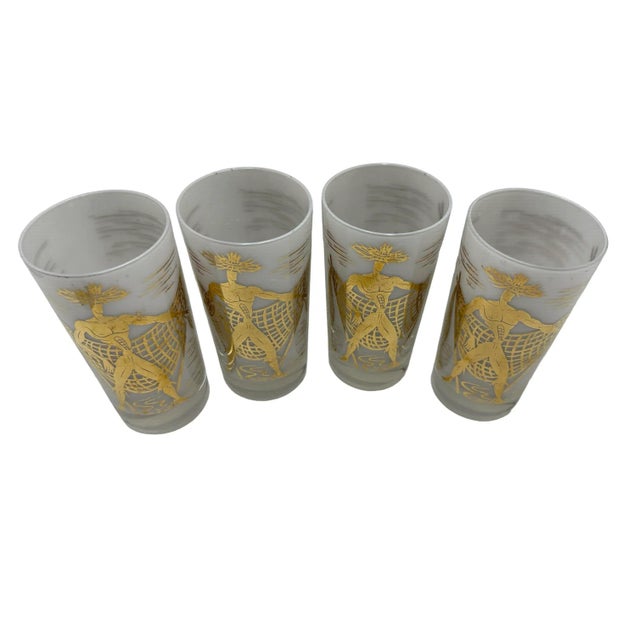 1950's Marc Bellaire Beachcomber Highball Glassware Barware, set of 4 5.75 Tall 2.75" diameter In excellent condition.