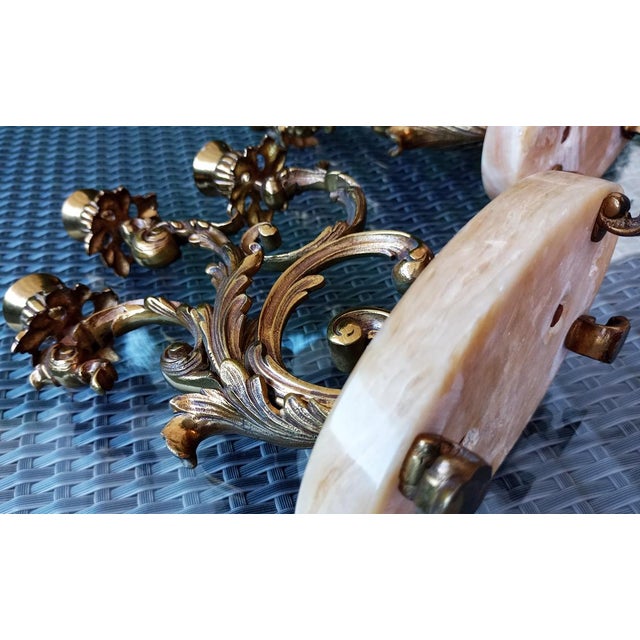 Vintage Marble and Bronze Chandeliers, 1930s, Set of 2 For Sale - Image 9 of 15