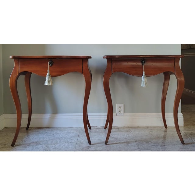 These gorgeous antique French Provincial side tables are a rare find, especially as a matched set. They are made with...
