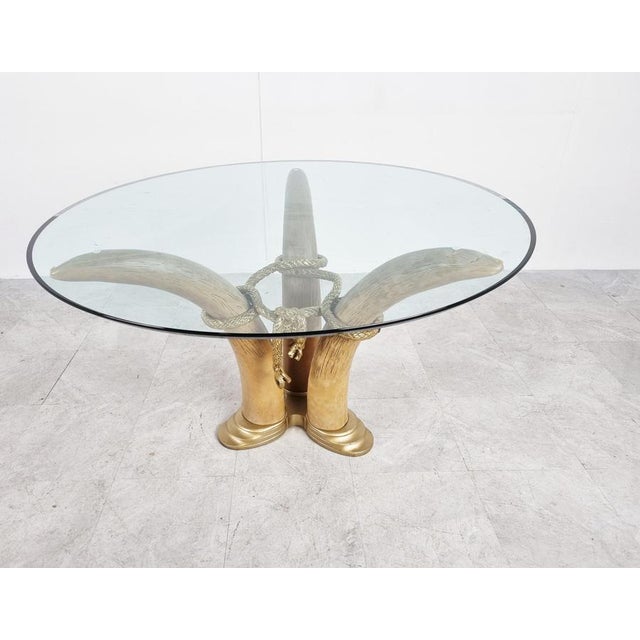 1970s Vintage Faux Tusk Center Table or Side Table, 1970s For Sale - Image 5 of 12
