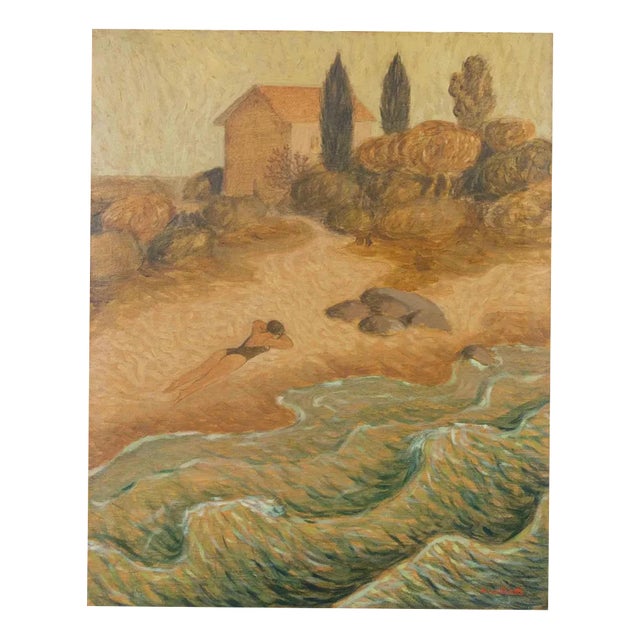 Alberto Gallerati, Alone at her Own Home, Oil on Canvas, 1970s For Sale