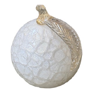 Italian Murano Art Glass Frosted Scavo Apple Sculpture For Sale