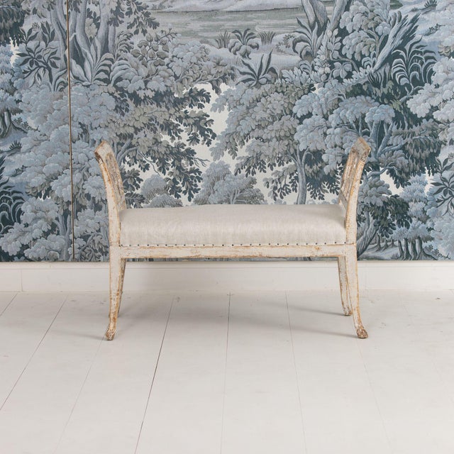 19th C. Swedish Gustavian Lindome Painted Window Bench For Sale - Image 11 of 11