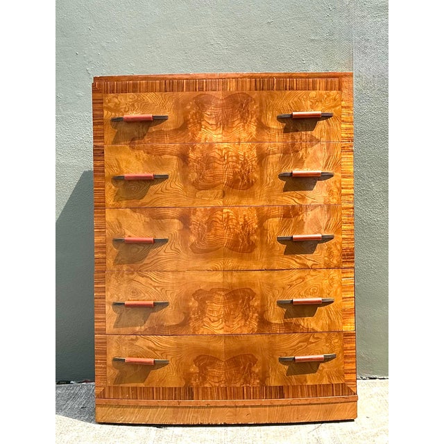 Vintage Deco Burl Wood Stall Chest of Drawers For Sale - Image 4 of 12