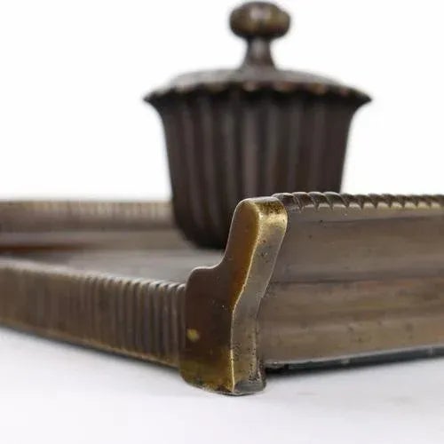 Black 20th Century Inkwell Green Marble Bronze, Italy For Sale - Image 8 of 10