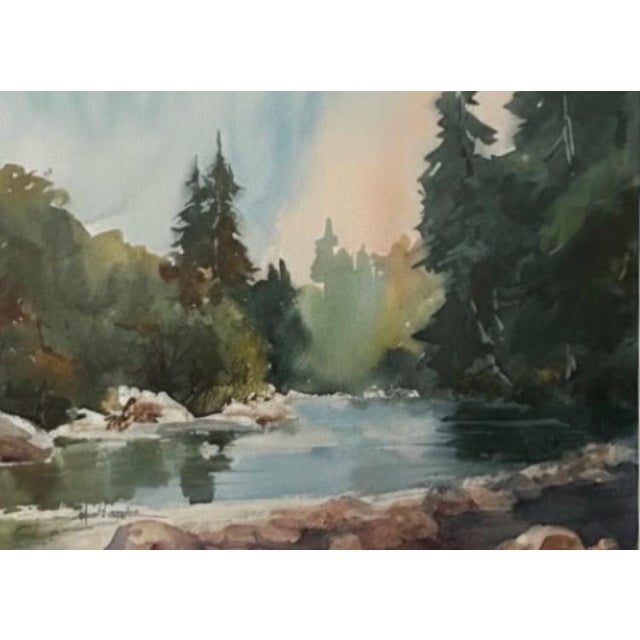 Green Late 20th Century “Ohanapecosh” Watercolor by Nw Artist Marianne Harlor For Sale - Image 8 of 9