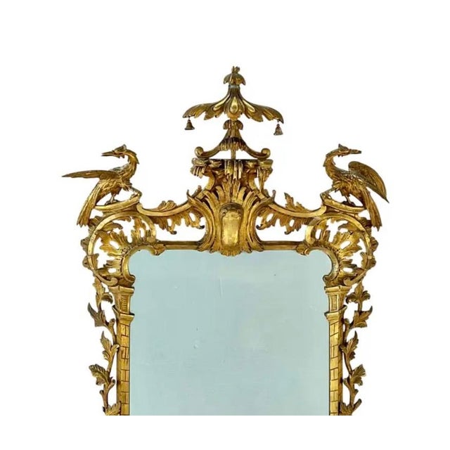 Chinese Chippendale Style Giltwood Mirror With Hoho Birds For Sale - Image 15 of 17