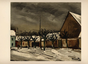 1958 Vlaminck Lithograph 33 Lime Trees Under Snow