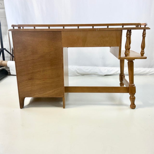 1950s Mid-Century Boho Chic Arts & Crafts Americana Nutmeg Maple Desk For Sale - Image 12 of 13
