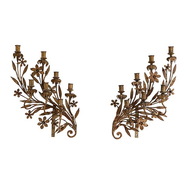 Mid 19th Century Spanish Wrought Iron & Gilt Candelabras - a Pair For Sale - Image 5 of 5