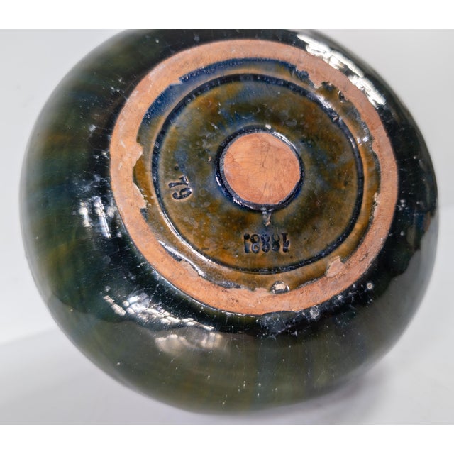 19th Century German or Austrian Olive Green Glazed Majolica Bottle Vase For Sale - Image 12 of 12