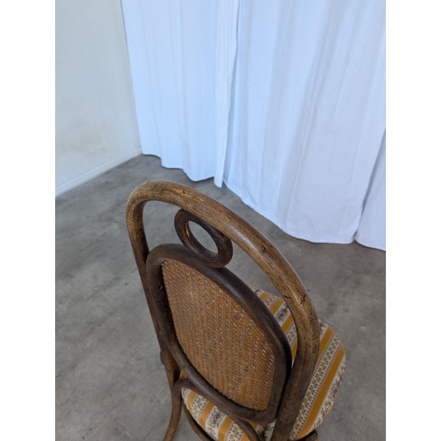 Wood Vintage Bentwood Chair in Fabric and Cane Backrest, Yugoslavia, 1970s For Sale - Image 7 of 18