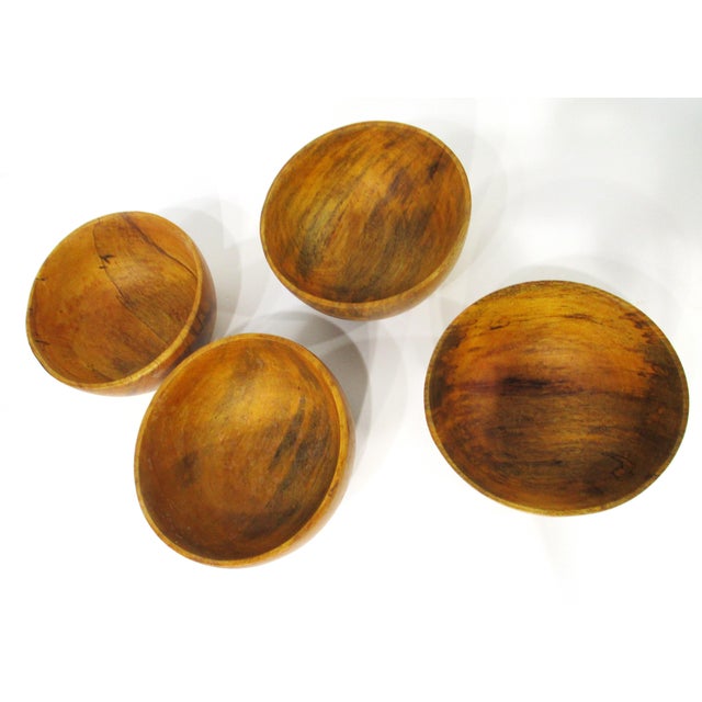 Tan Mid 20th Century 4 David Auld Handcrafted Organic Mango Wood Bowls Haiti For Sale - Image 8 of 11