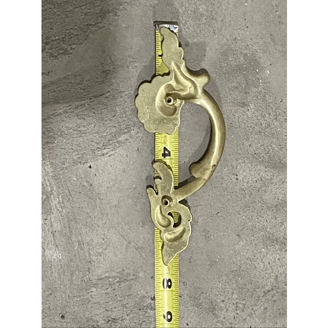 Late 20th Century Antique French Provincial Style Curved Painted Metal Solid Brass Drawer Pull For Sale - Image 5 of 6