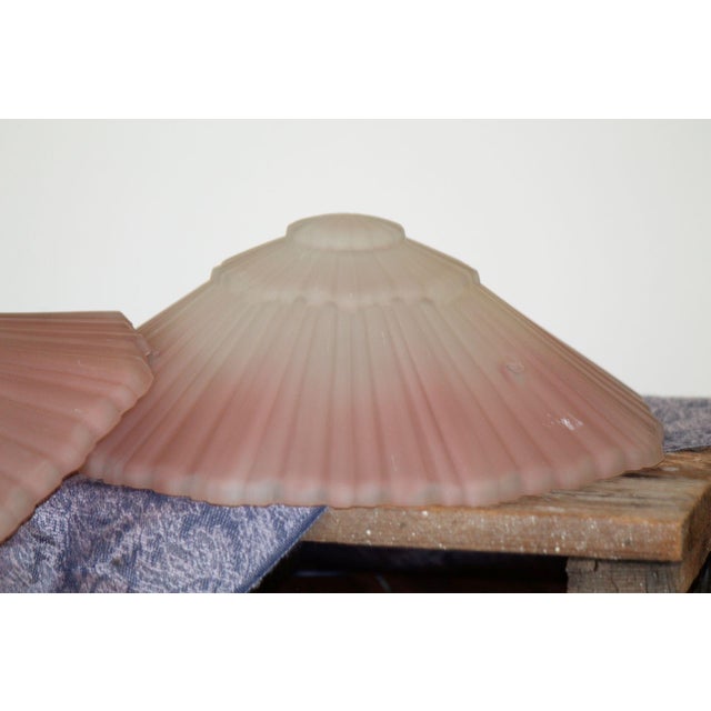 Pair of 1920s Art Deco Pink Glass Fly Catcher Pendant Light Shades For Sale - Image 4 of 9
