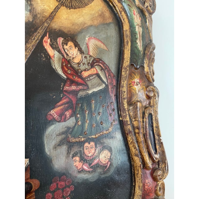 Pair of 18th–19th Century Peruvian Colonial Painted Wood Panels For Sale - Image 11 of 12