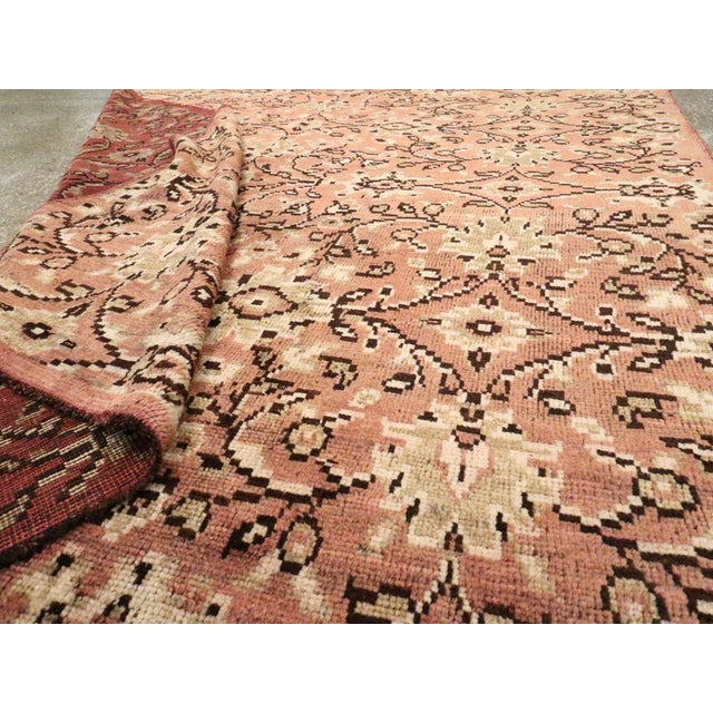 Blush Galerie Shabab Collection Mid-20th Century Handmade Turkish Anatolian Gallery Accent Rug in Blush Pink For Sale - Image 8 of 8