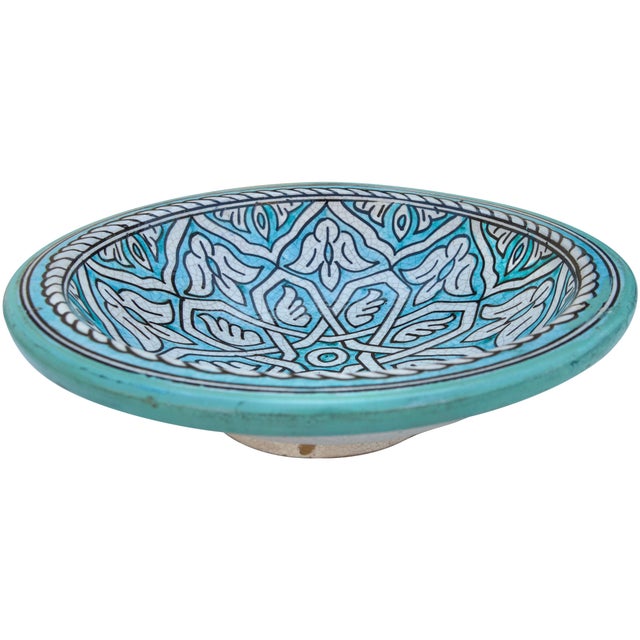 Late 19th Century Turquoise & Teal Andalusian-Patterned Large Ceramic Plate For Sale - Image 4 of 8