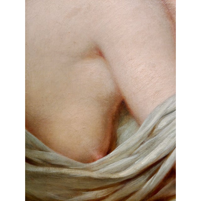 Young Woman Playful in Bed -19th Century Oil Painting For Sale In Los Angeles - Image 6 of 12