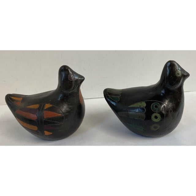 Black Vintage Mexican Blackware Pottery Birds - a Pair For Sale - Image 8 of 8