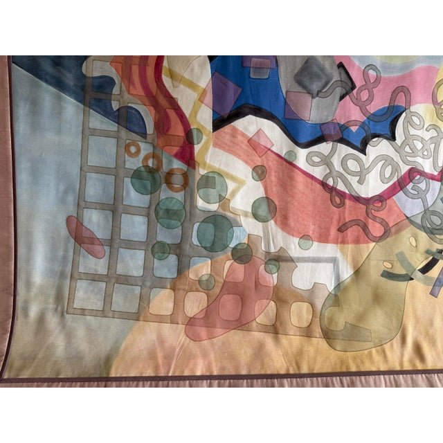 Textile Layered Silk Tapestry Painting by French Artist, Marie-Laure Ilie, 1980s For Sale - Image 7 of 16