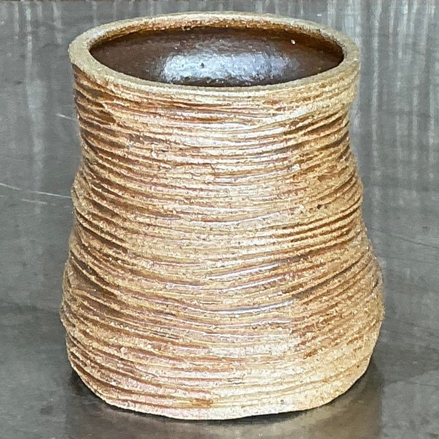 Vintage Boho Layered Studio Pottery Vase For Sale - Image 4 of 7