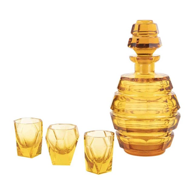 Art Deco Czech Glass Liqueur Set, 1940s For Sale - Image 6 of 6