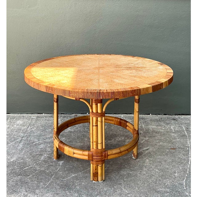 Vintage Bielecky Brothers Woven Rattan Dining Table For Sale - Image 11 of 12