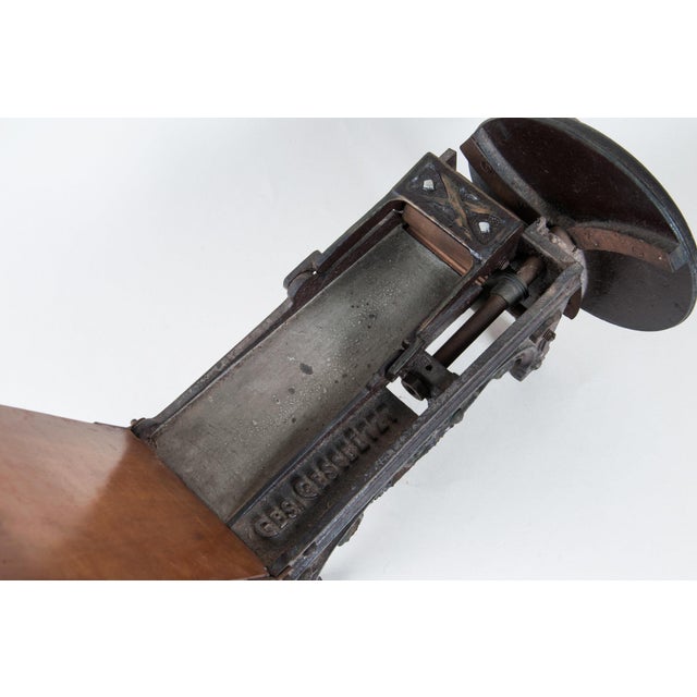 Mechanical Cast Iron and Wood Tobacco Cutter, Antique, Manual, Compact Design, Exotic Accessory for Conversation For Sale - Image 9 of 11