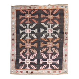 Vintage Zabihi Rug Collection Abstract Primitive Turkish Kars Carpet - 7'1" x 8'7" For Sale