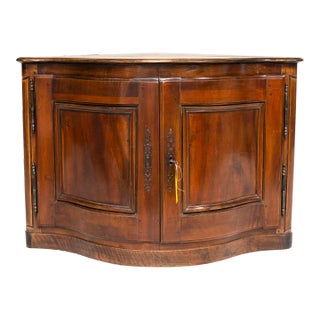 Early 18th Century French Louis XV Period Walnut Curved Corner Cupboard For Sale