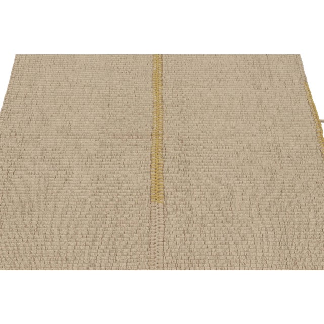 Rug & Kilim Rug & Kilim's Accent Kilim, Beige Textural Stripes With Yellow Accents For Sale - Image 4 of 8