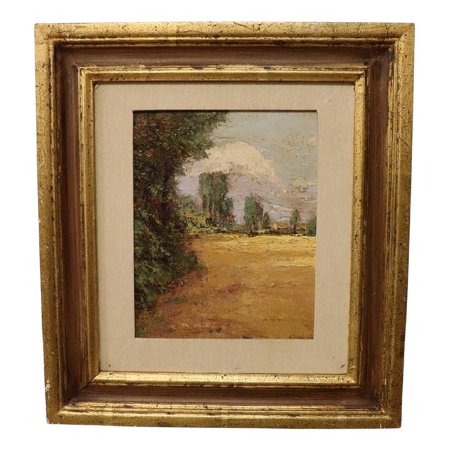 Italian Artist, Landscape, Oil Painting on Cardboard, Framed For Sale