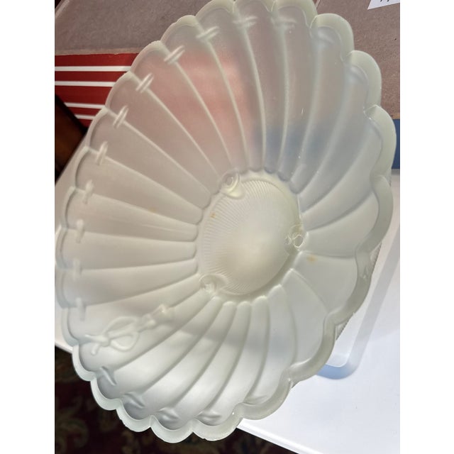 Transparent Vintage Art Deco Nautical Frosted Glass Ceiling Light Shade – Fluted 11.25” Coastal Flush Mount Globe For Sale - Image 8 of 11