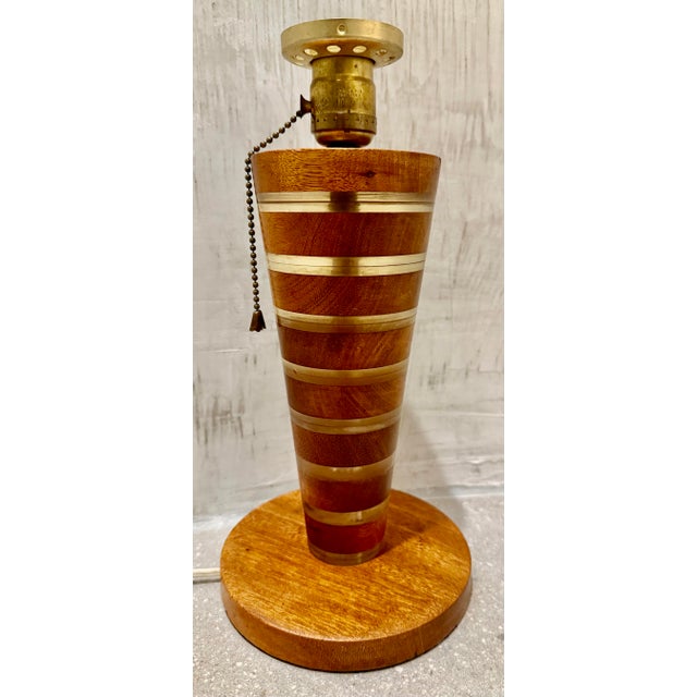1970s 1970’s Vintage ‘Felice Antonio Botta Style’ Table Lamp Constructed of Alternating Wood and Lucite Stacked Circles, Art Deco, MCM Style For Sale - Image 5 of 12