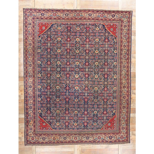 Antique Navy Blue Persian Mahal Rug - 10'03 X 13'00 For Sale - Image 9 of 9