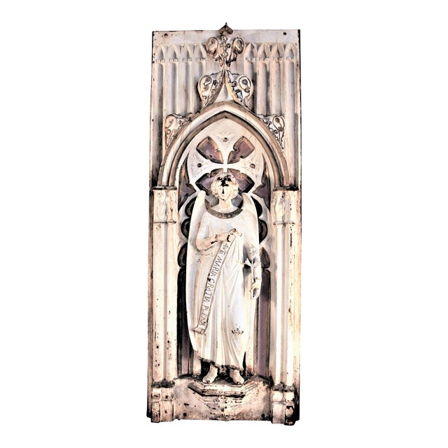 1910s Large Cast Iron Shrine Standing Angel Indoor/Outdoor For Sale