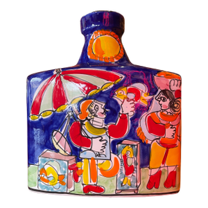 1960s Desimone-Style Massive Italian Ceramic Painted Vase