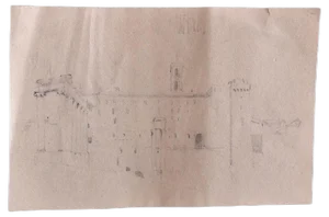 Enrico Coleman, Roman Landscape, Pencil on Paper, Early 20th Century