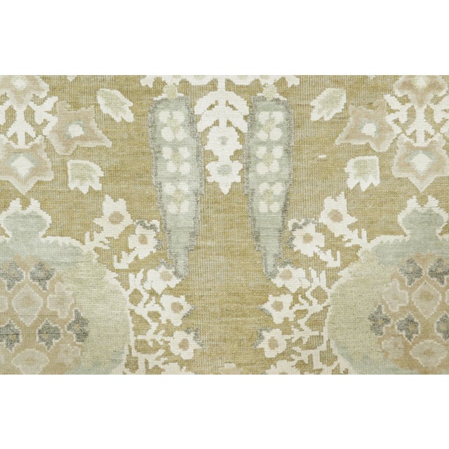Contemporary Contemporary Block Print Floral Natural Silk Runner by Rug & Kilim, India For Sale - Image 3 of 8