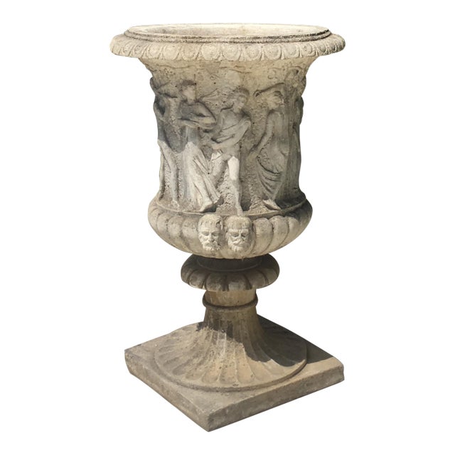 Early 20th Century French Cast Stone Garden Urn For Sale