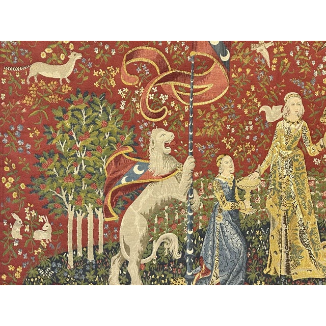 Beige Handmade Medieval Style Named Lady with Unicorn Tapestry, 1960s For Sale - Image 8 of 10