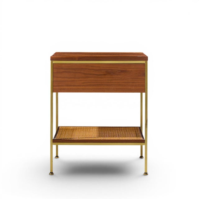 Paul McCobb Paul McCobb Model 8714 Mid Century Mahogany, Brass and Cane Nightstands - Pair For Sale - Image 4 of 13