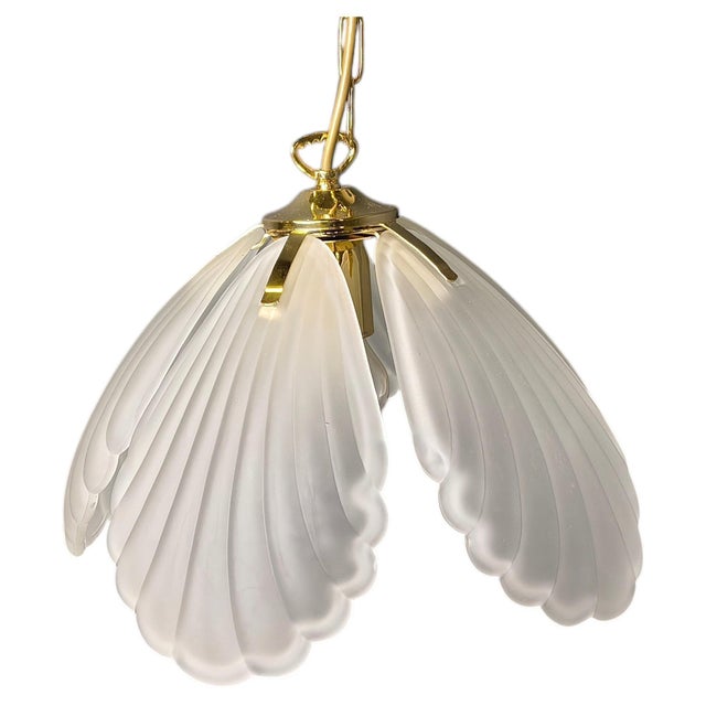Vintage Italian Glass and Brass Chandelier, 1970s For Sale - Image 16 of 16
