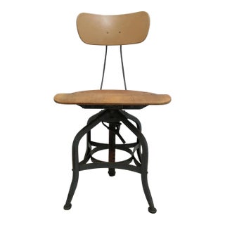 Vintage Toledo Drafting Industrial Medium Counter Swivel Bar Stool Chair GG For Sale
