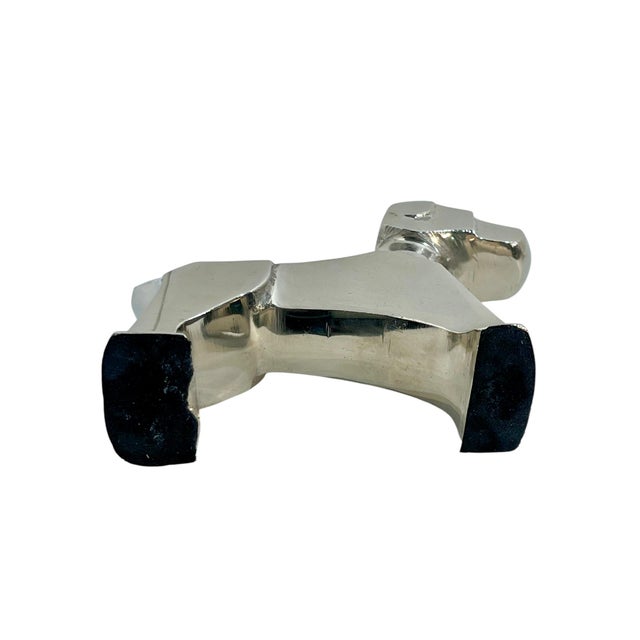 Late 20th Century Pair of Art Deco Style Chrome Finish Dog Sculptures in the Manner of E. Nokolsky For Sale - Image 6 of 14